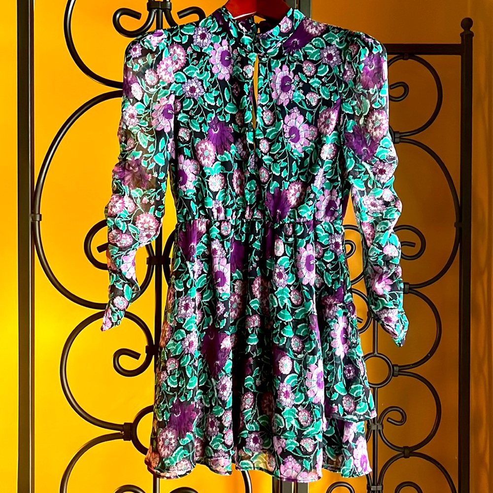 ZARA FLORAL LONG SLEEVE DRESS